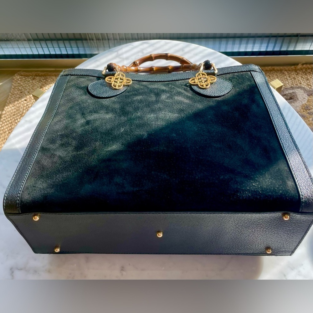 GUCCI Diana tote, black suede, chèvre trim, bamboo, *redone interior lining*EUC - Picture 6 of 16